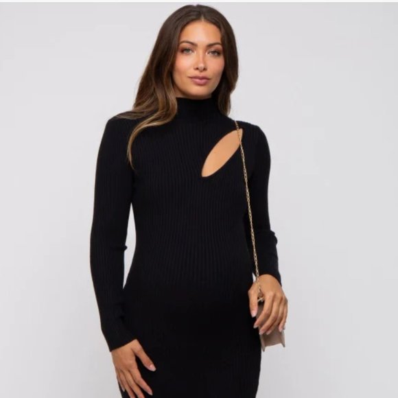 NEW!Cream Cutout Fitted Maternity Knit Dress - Picture 10 of 11